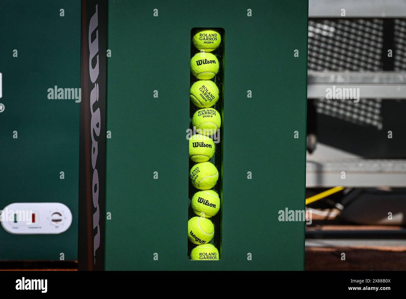 Paris, France. 20th May, 2024. Illustration of the official balls during Roland-Garros 2024, ATP and WTA Grand Slam tennis tournament on May 20, 2024 at Roland-Garros stadium in Paris, France - Photo Matthieu Mirville/DPPI Credit: DPPI Media/Alamy Live News Stock Photo