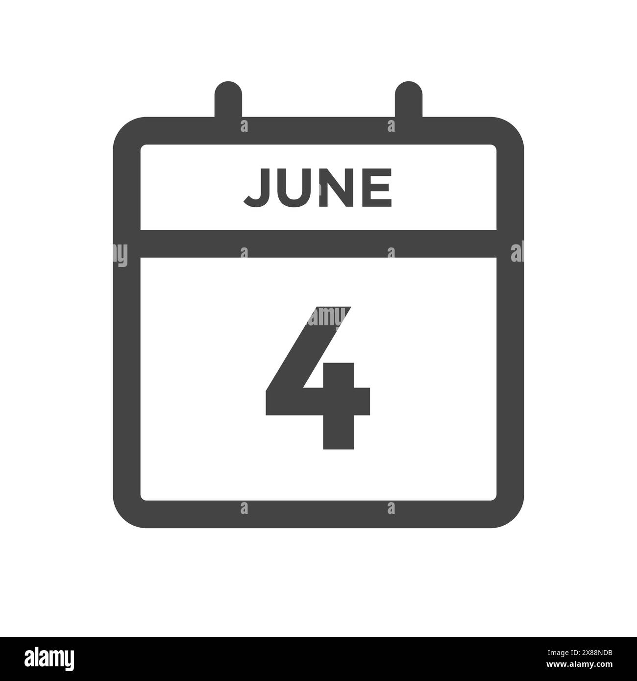 June 4 Calendar Day or Calender Date for Deadline and Appointment Stock Vector