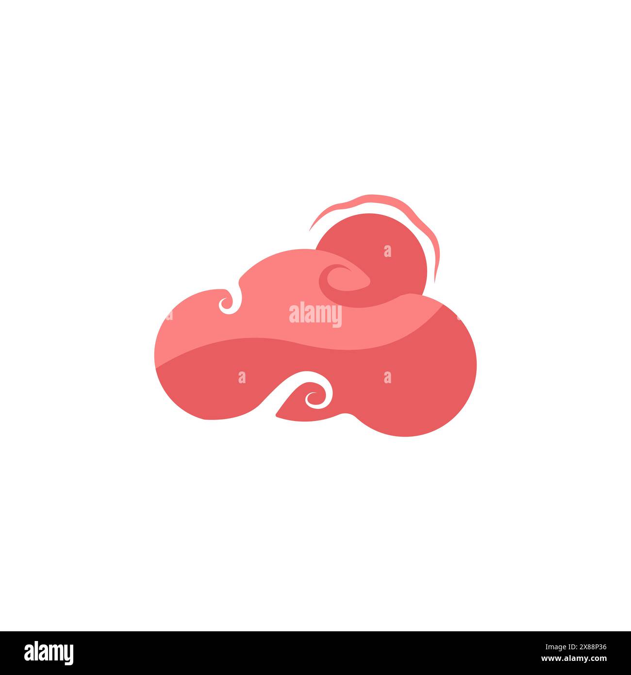 Red clouds in the sky icon. A collection of Chinese traditional luxury clouds. Sunrise and sunset vector. Weather conditions. Vector illustration. Stock Vector