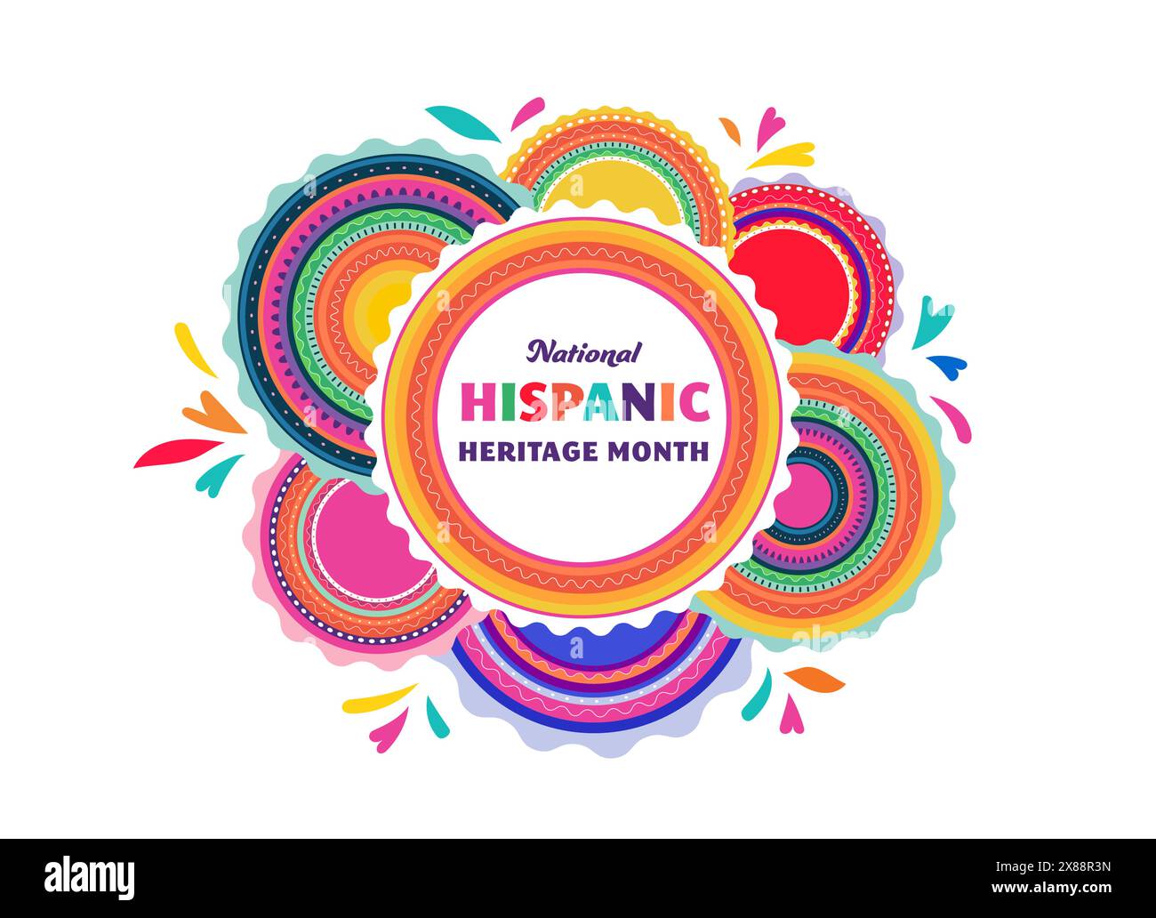National hispanic heritage month celebration. Background, banner and card with flowers. Colorful