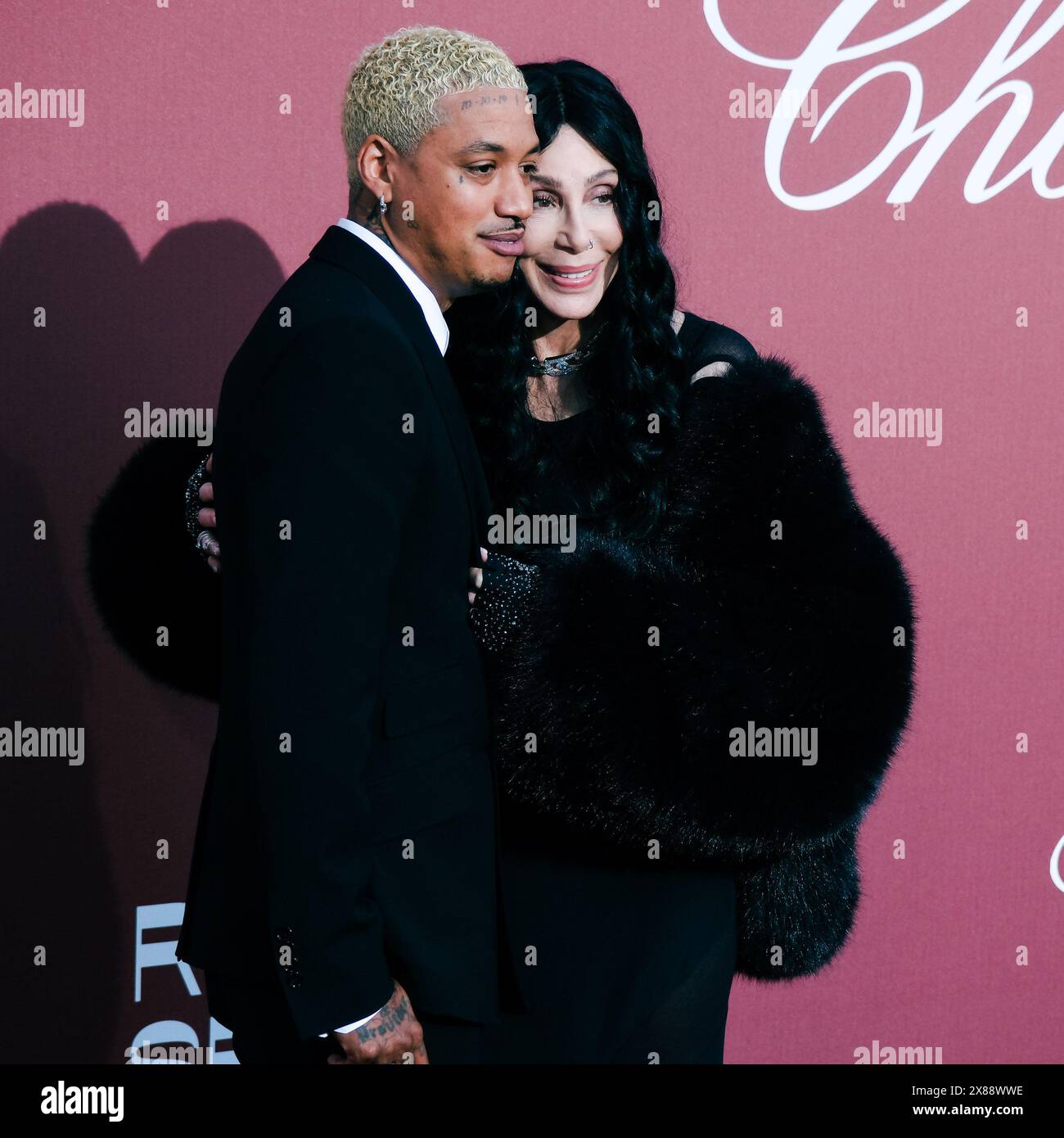 Antibes, France. 23 May 2024. Alexander 'AE' Edwards and Cher poses on ...