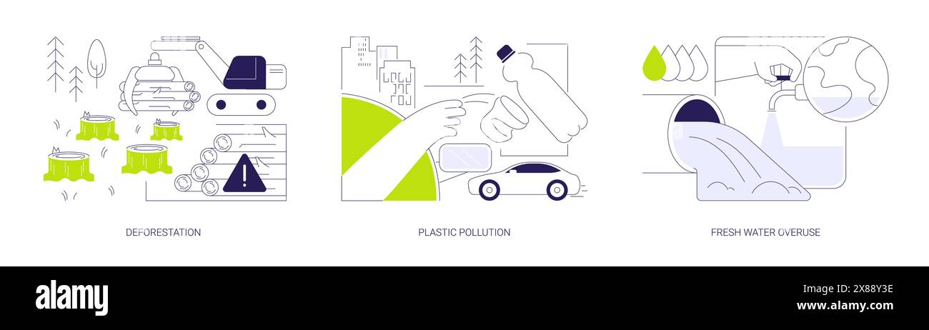 Environmental problems abstract concept vector illustrations Stock ...