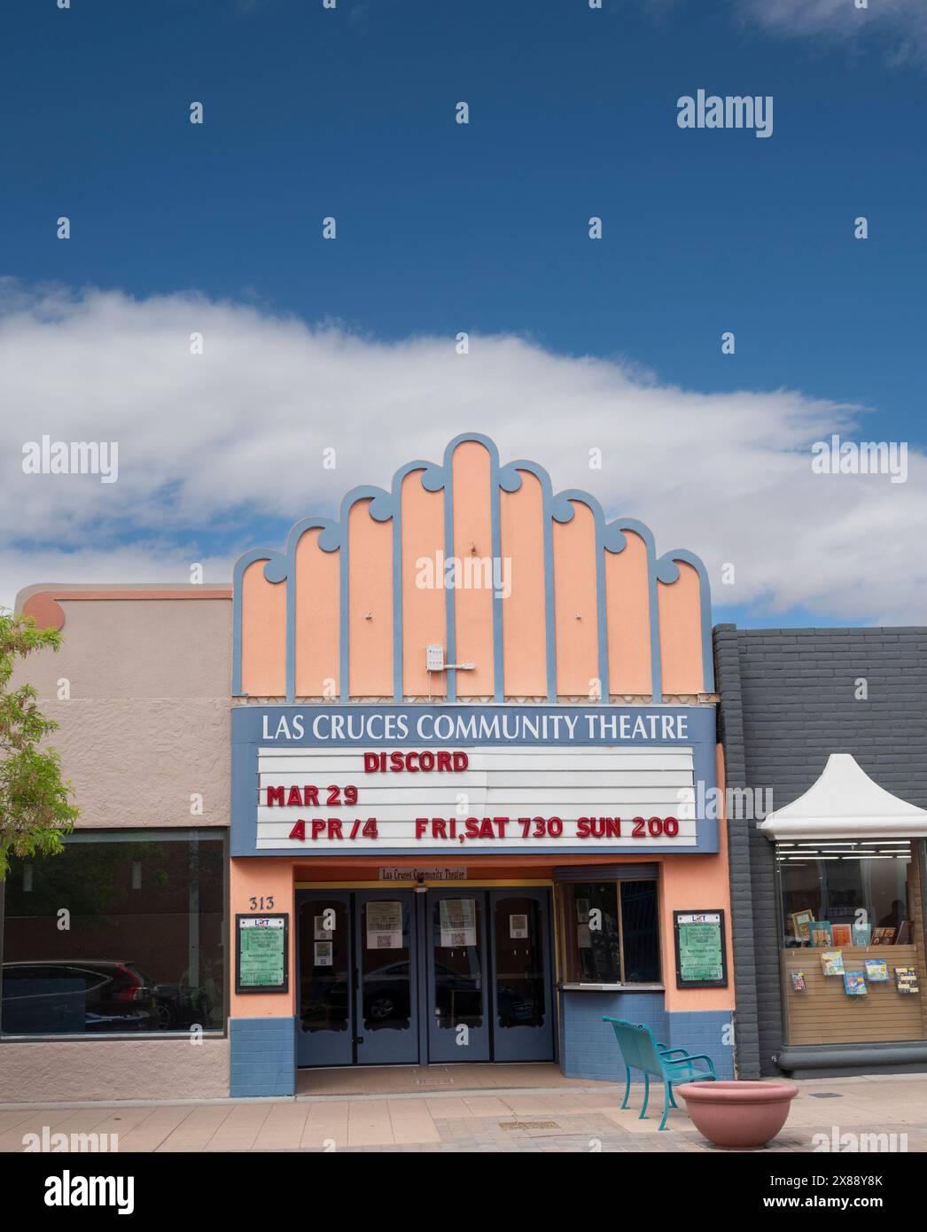 The Las Cruces Community Theatre on Main Street in New Mexico's 2nd largest city in Las Cruces, NM, USA Stock Photo