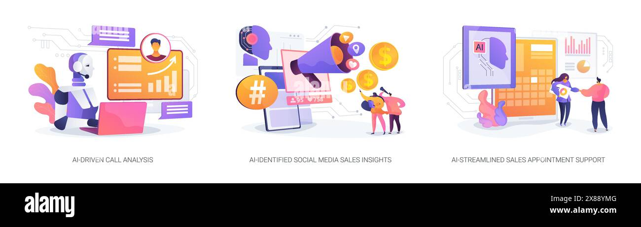 AI-Backed sales strategies abstract concept vector illustrations Stock ...
