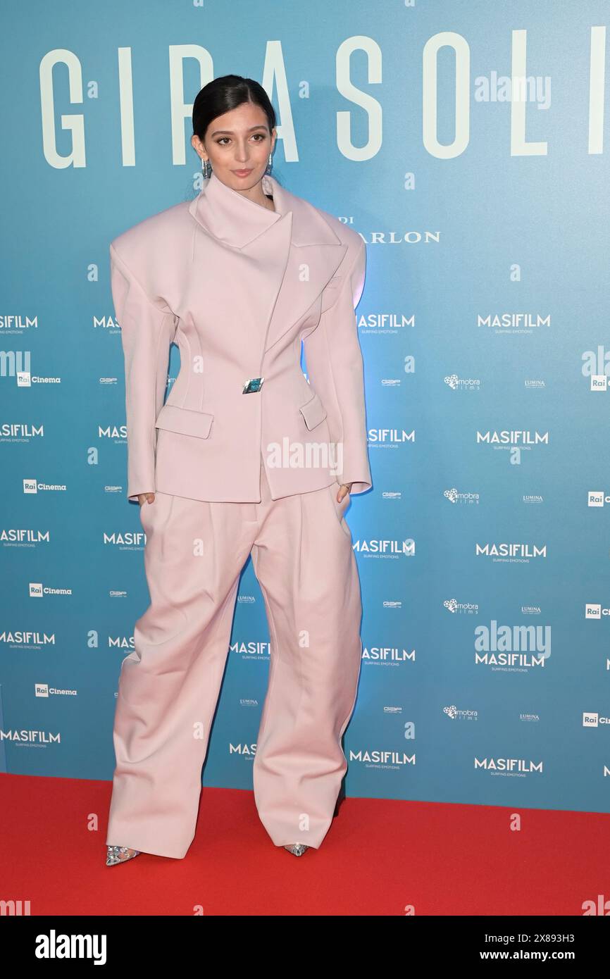 Gaia Girace attends the red carpet of premiere of movie "Girasoli" at Cinema Adriano. (Photo by