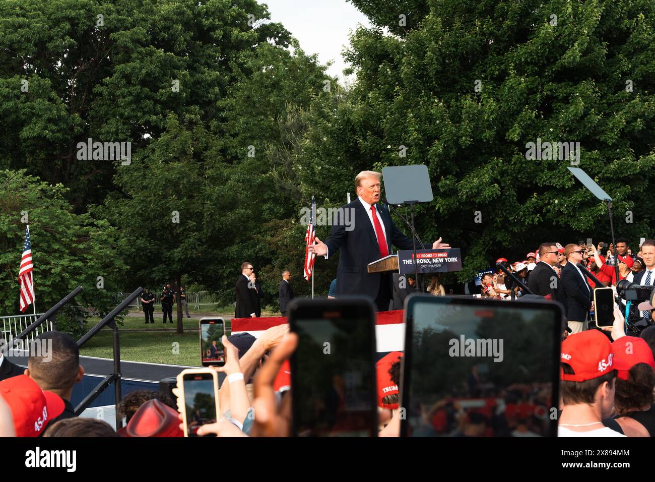 Bronx, USA. 23rd May, 2024. Former U.S. President Donald Trump holds a ...