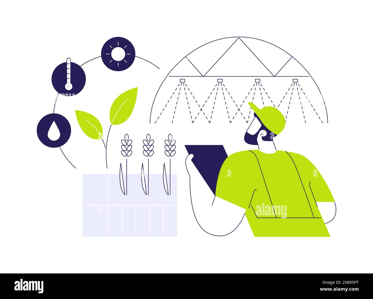 Variable rate irrigation abstract concept vector illustration. Stock Vector