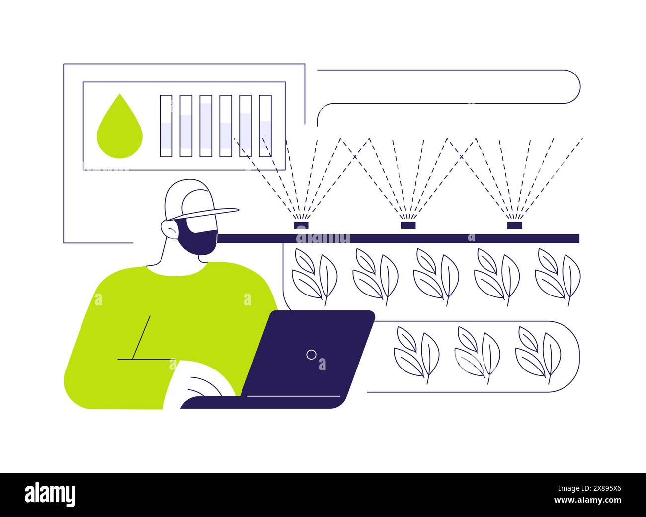 Drip irrigation abstract concept vector illustration. Stock Vector