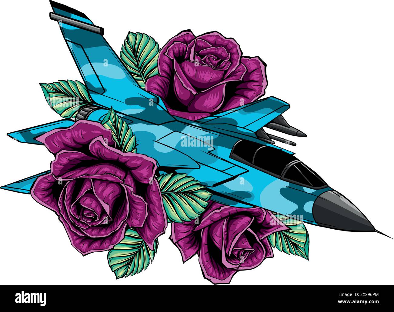 Vector illustration of Cartoon Military Jet Fighter Plane. Stock Vector
