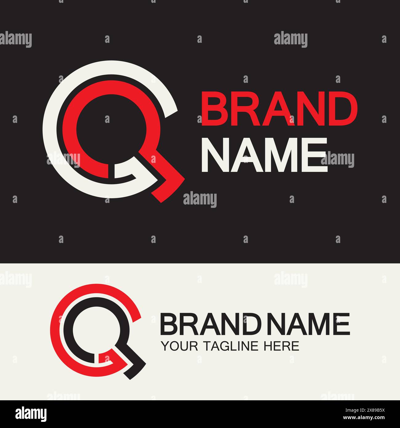 QC Logo or CQ Logo. Creative letter QC or CQ monogram logo template. Stock Vector