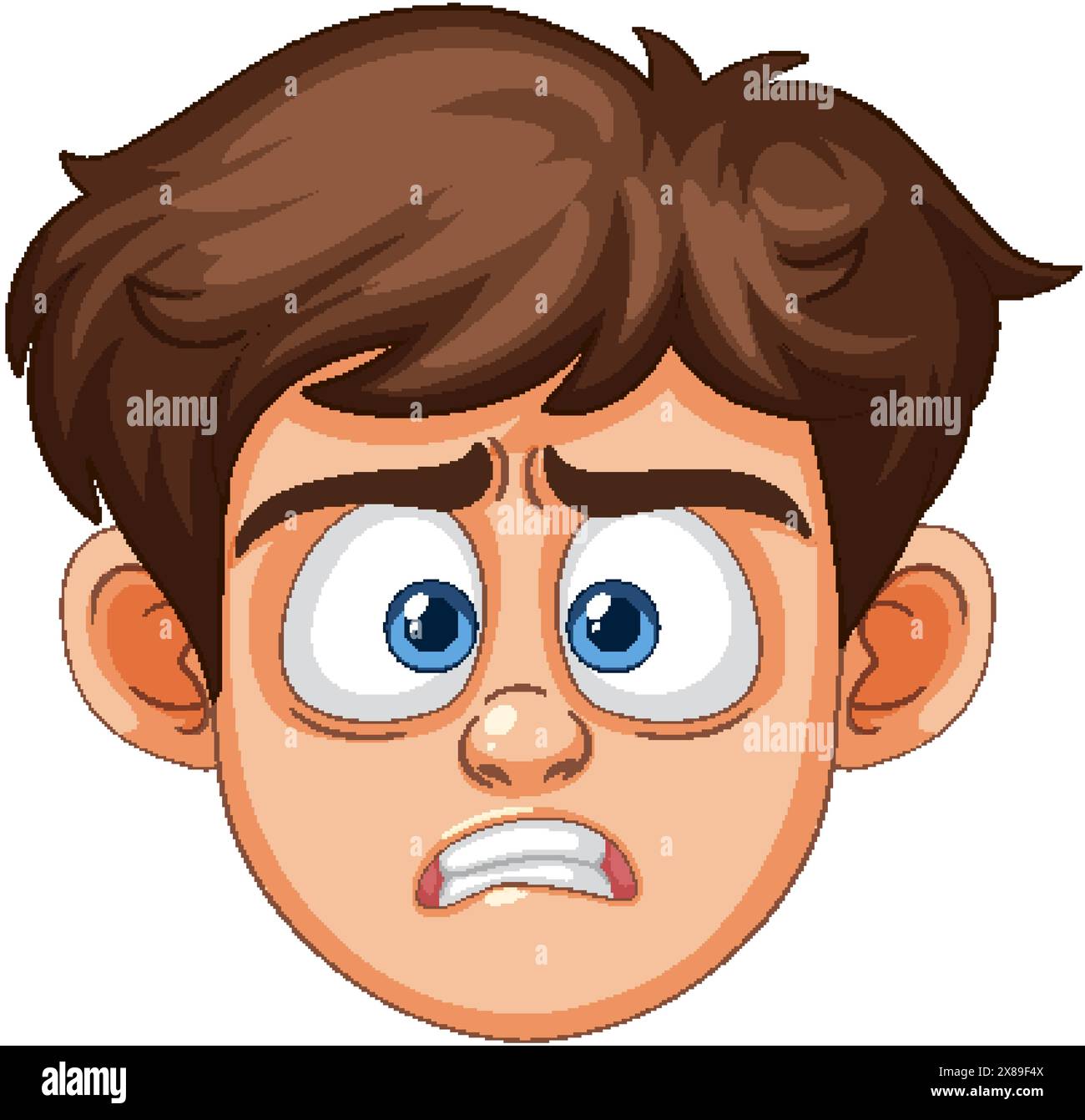 A cartoon boy with a worried face Stock Vector
