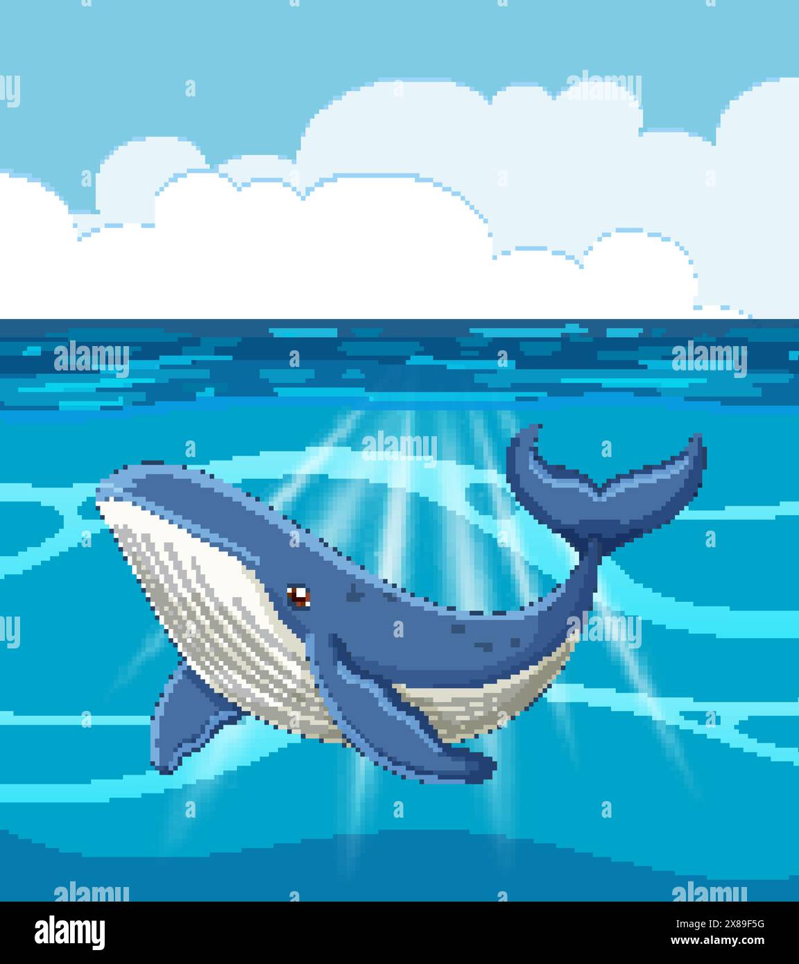 A blue whale swimming under the sun Stock Vector Image & Art - Alamy