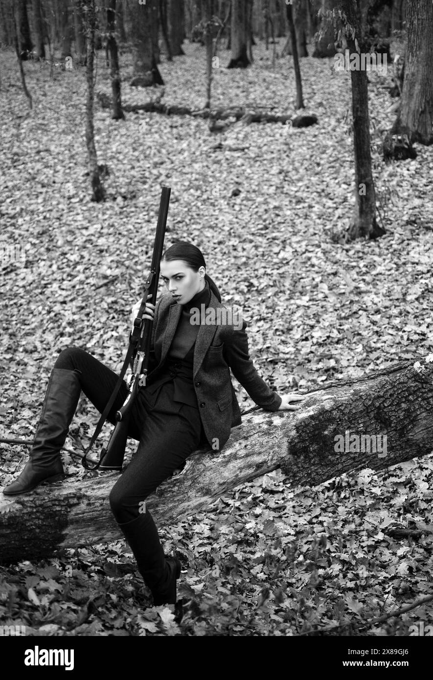 female with a gun. military fashion. achievements of goals. girl with