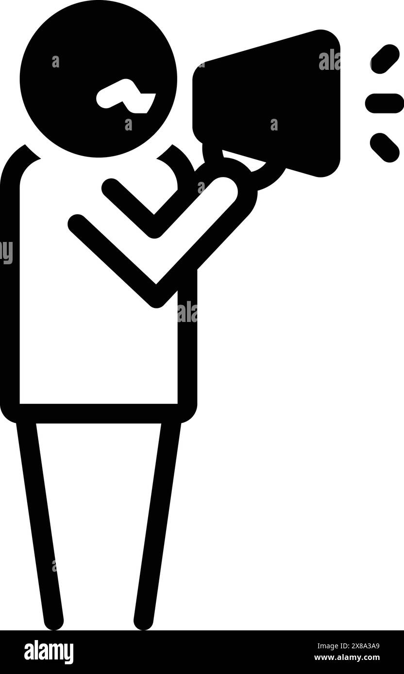Icon for man talking by a speaker ,megaphone Stock Vector