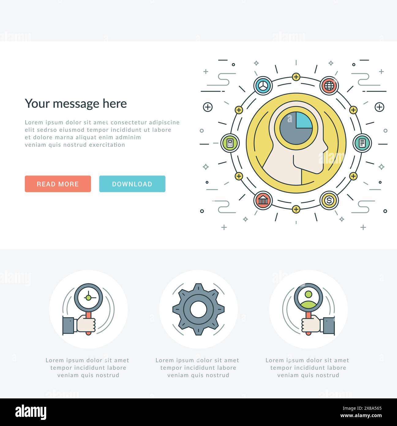 Flat line Business Meeting Concept Vector illustration. Modern thin ...