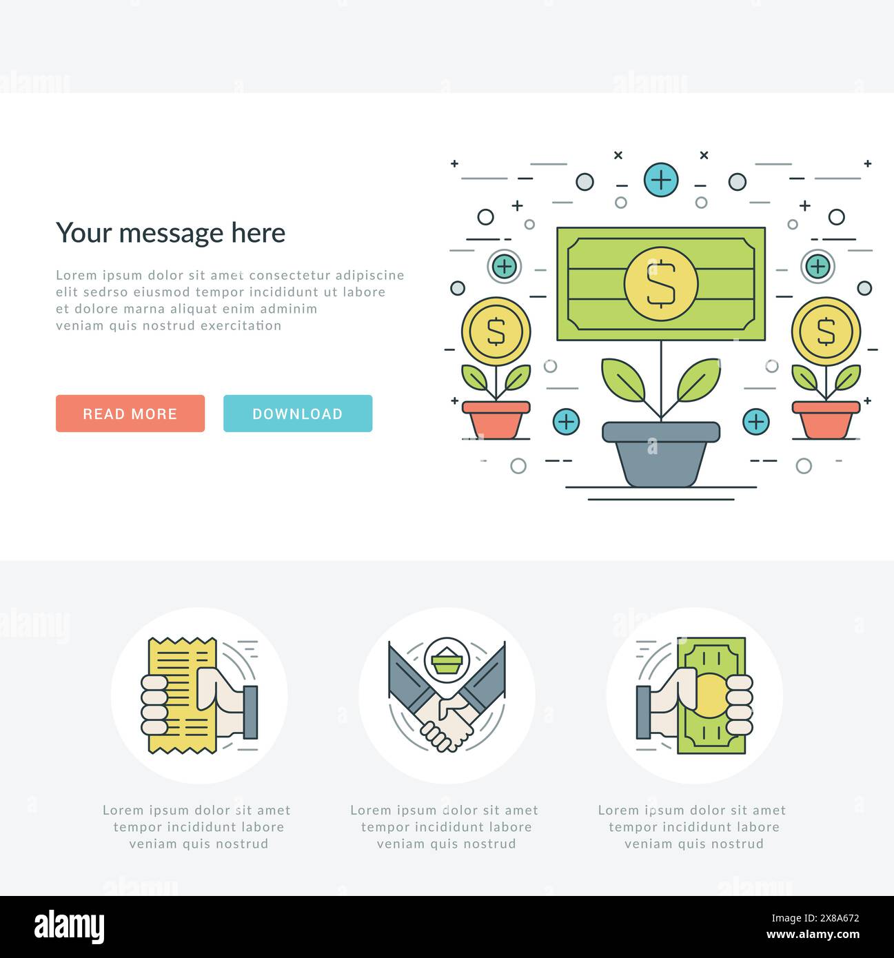 Flat line Online Business Concept Vector illustration. Modern thin ...