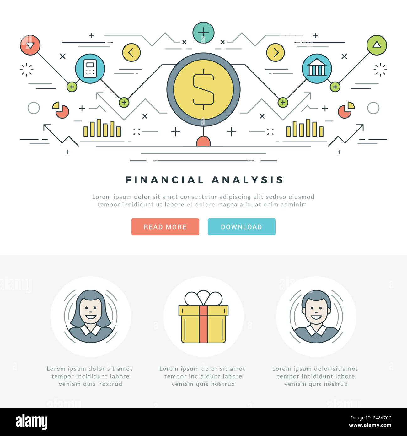 Flat line Business Analysis Concept Vector illustration. Modern thin ...