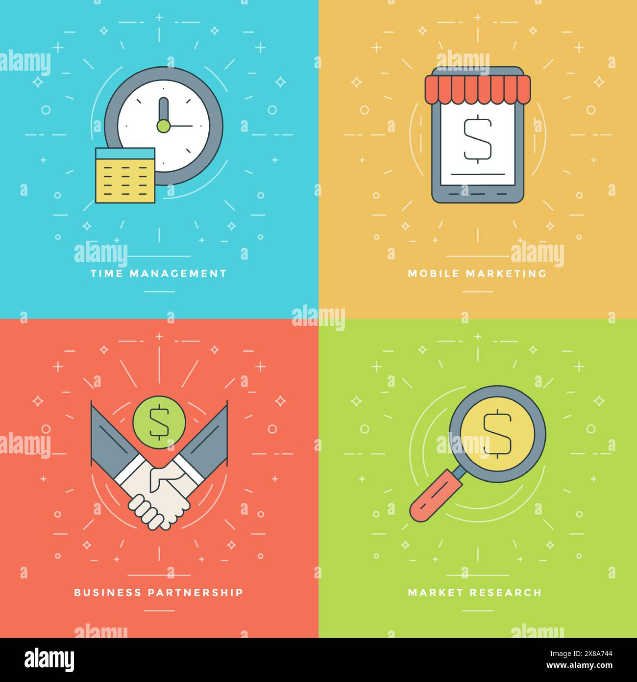 Flat line Illustrations set. Trendy Modern thin linear stroke vector ...