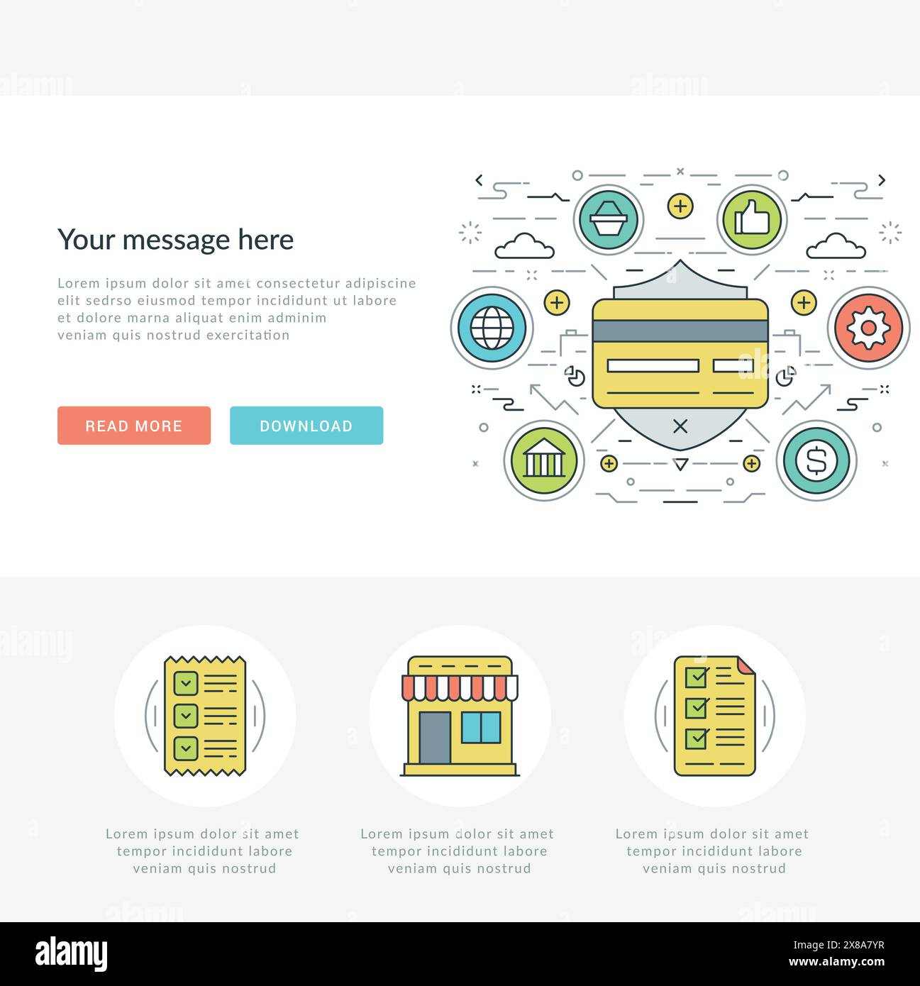 Flat line Business Concept Web Site Header Vector illustration. Modern ...