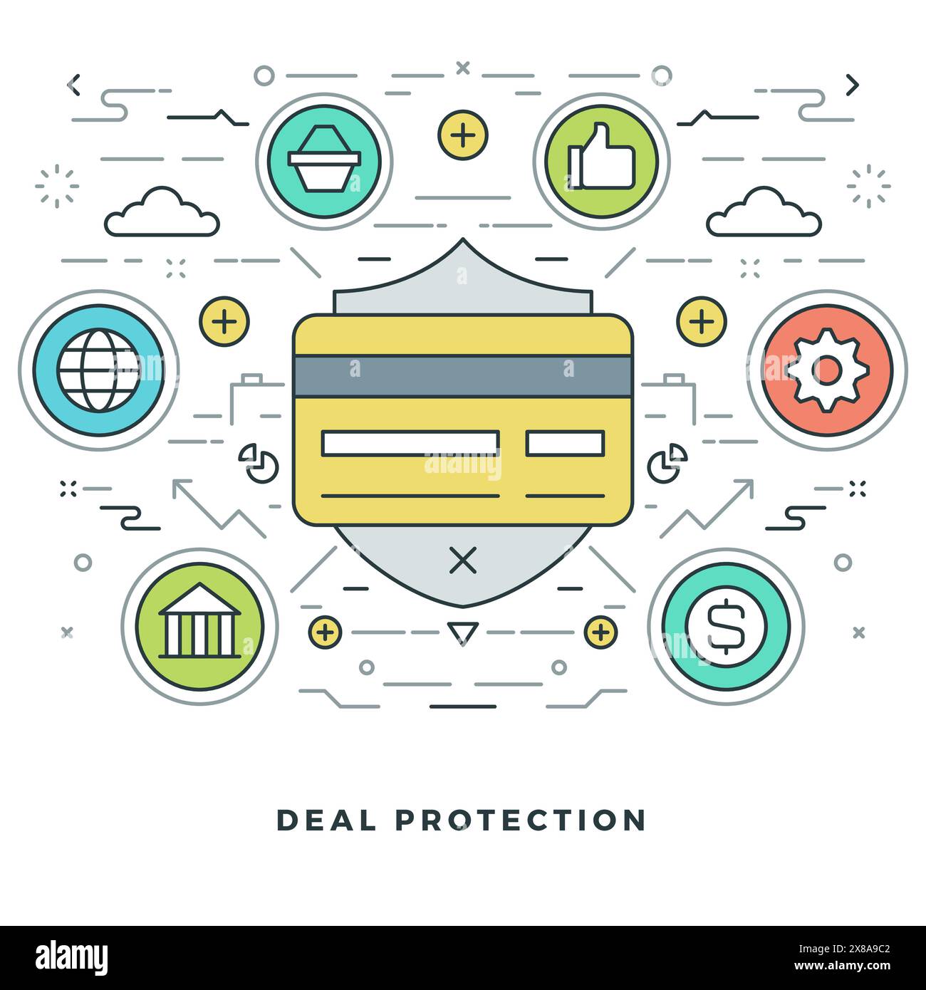 Flat line Business Concept Vector illustration. Modern thin linear ...