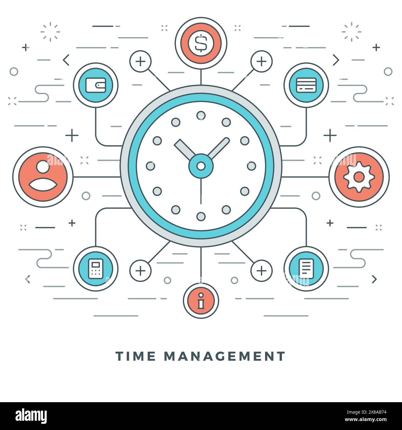 Flat line Business Concept Vector illustration. Modern thin linear ...