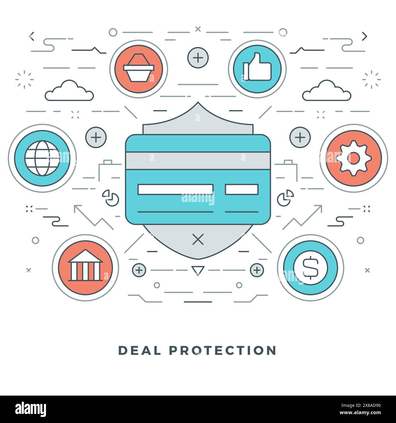 Flat line Business Concept Vector illustration. Modern thin linear ...