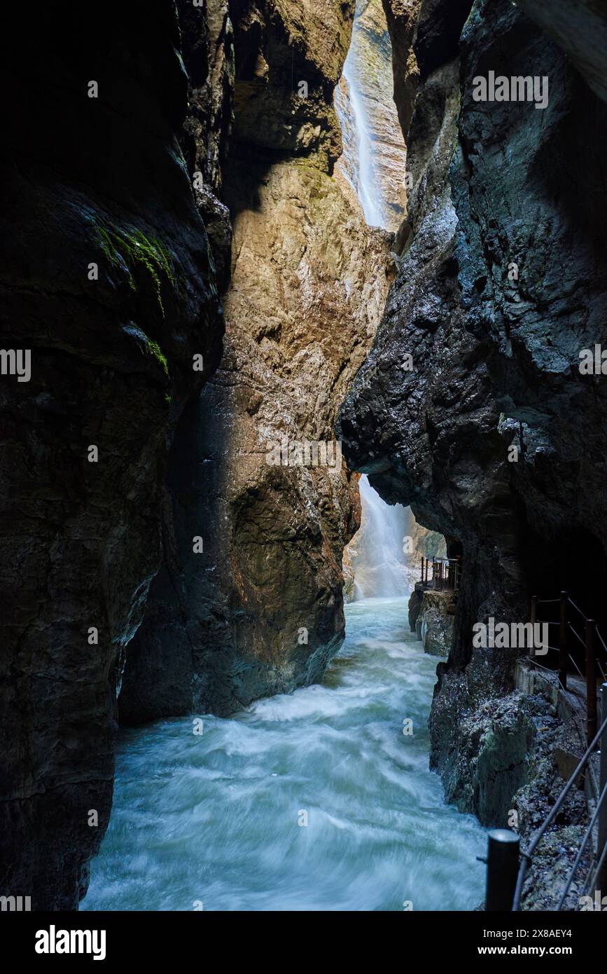 Waterfalls in the Partnach Gorge, Garmisch-Partenkirchen, Bavaria ...