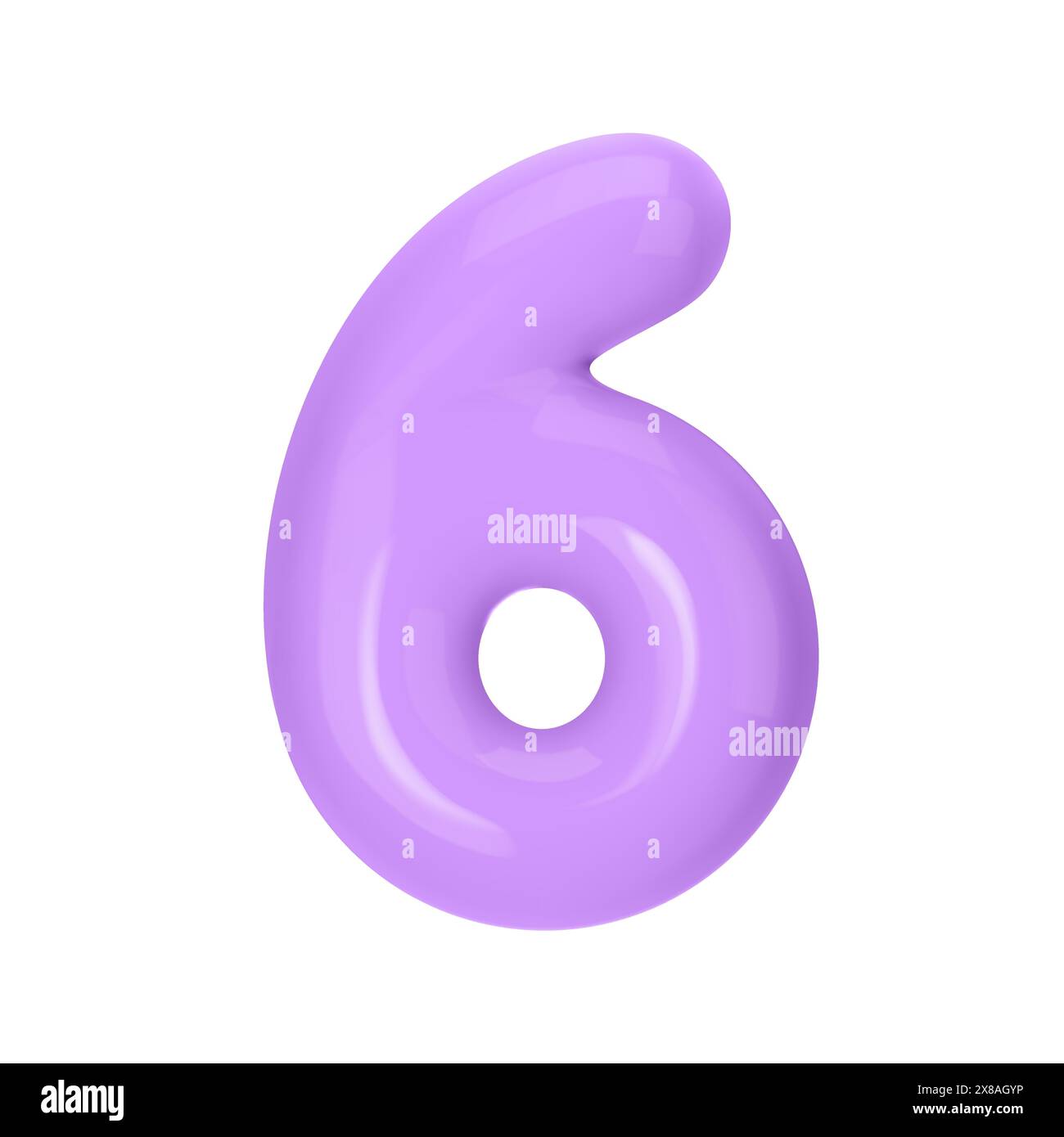 Numeral 6 - Violet Plastic Balloon Number six Isolated on White ...