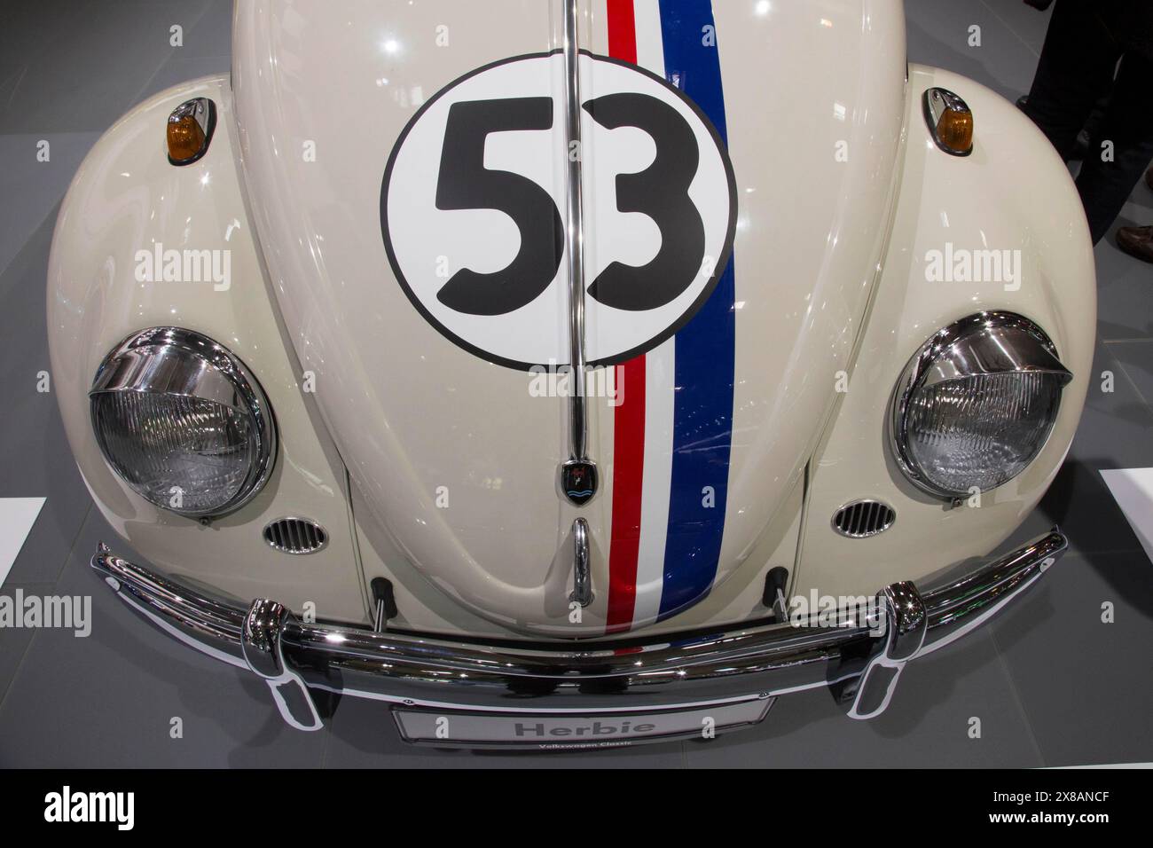 A Volkswagen Beetle 1200 Herbie, built in 1960, can be seen at Techno Classica, the trade fair for vintage, classic and prestige cars, motorsport, mot Stock Photo