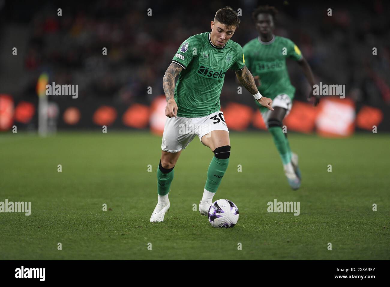 MELBOURNE, AUSTRALIA. 24 May 2024. Pictured: Newcastle United defender Harrison Ashby during the Global Football Week friendly between English club Newcastle United v the Australian ALeague Allstars at Marvel Stadium in Melbourne, Australia. Credit: Karl Phillipson/Alamy Live News Stock Photo