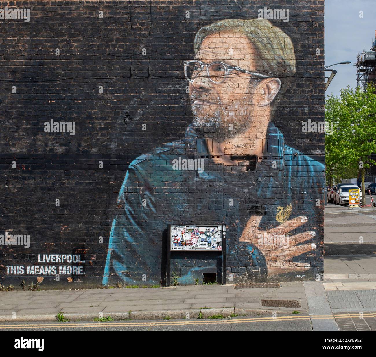 Jurgen Klopp street art, Jamaica Street, Baltic Triangle, Liverpool, Merseyside, England, UK Stock Photo