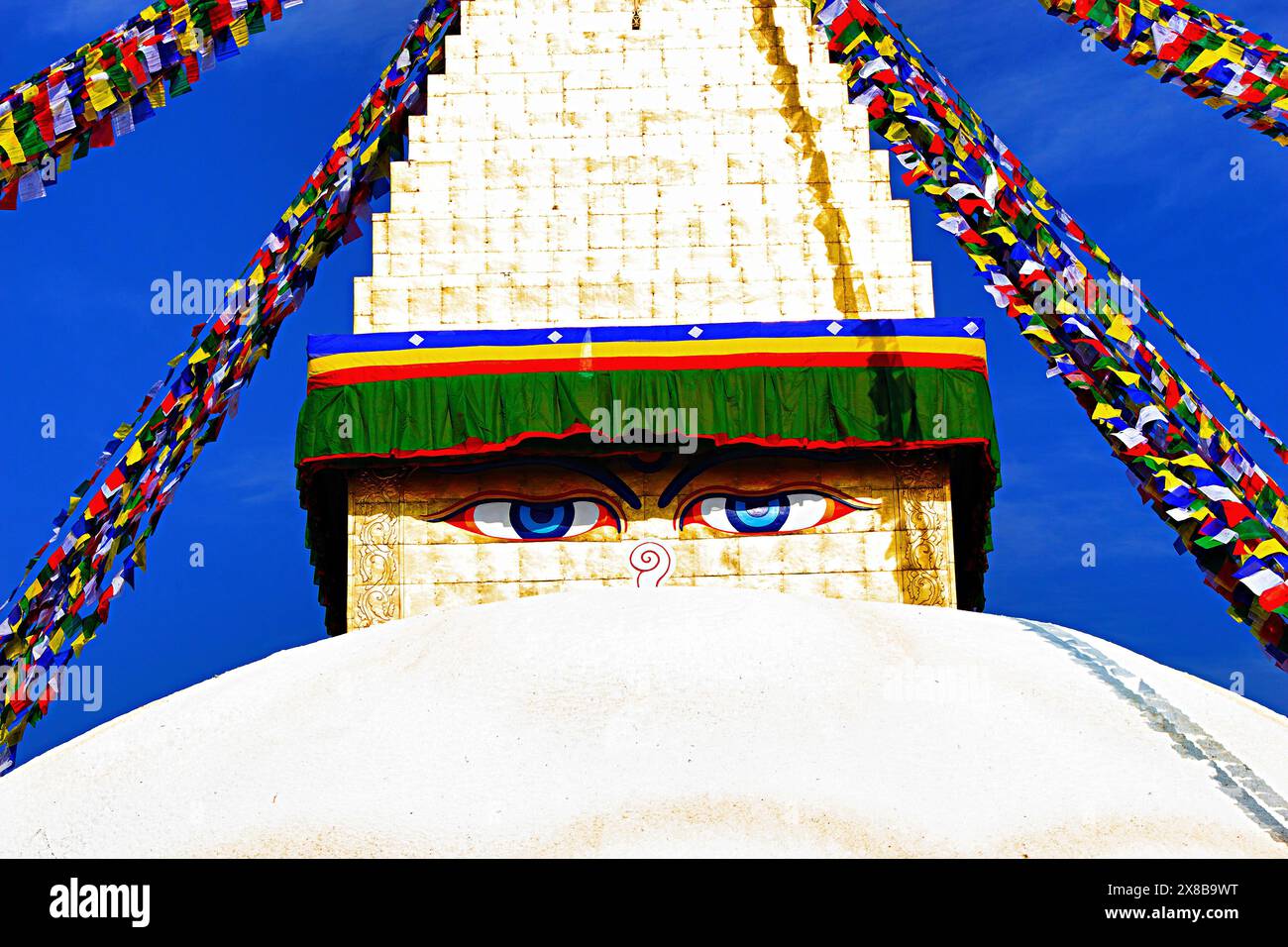 View of Boudhanath Stupa, Great Stupa, Kathmandu, Nepal. Stock Photo