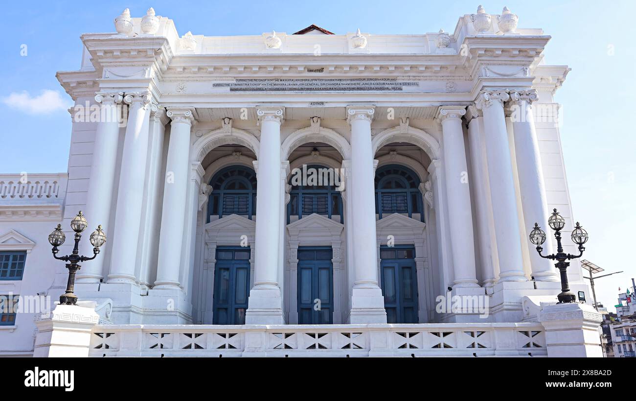 Front View of Gaddi Baithak, Neo Classical European Style Building, Built in 1908 A.D. BY Chandra Shamsher, Kathmandu Durbar Square, Kathmandu, Nepal. Stock Photo