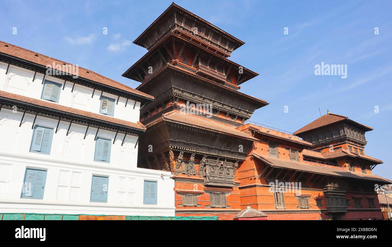 Rear View of Nine Storey Palace, Kathmandu Durbar Square, Kathmandu, Nepal. Stock Photo