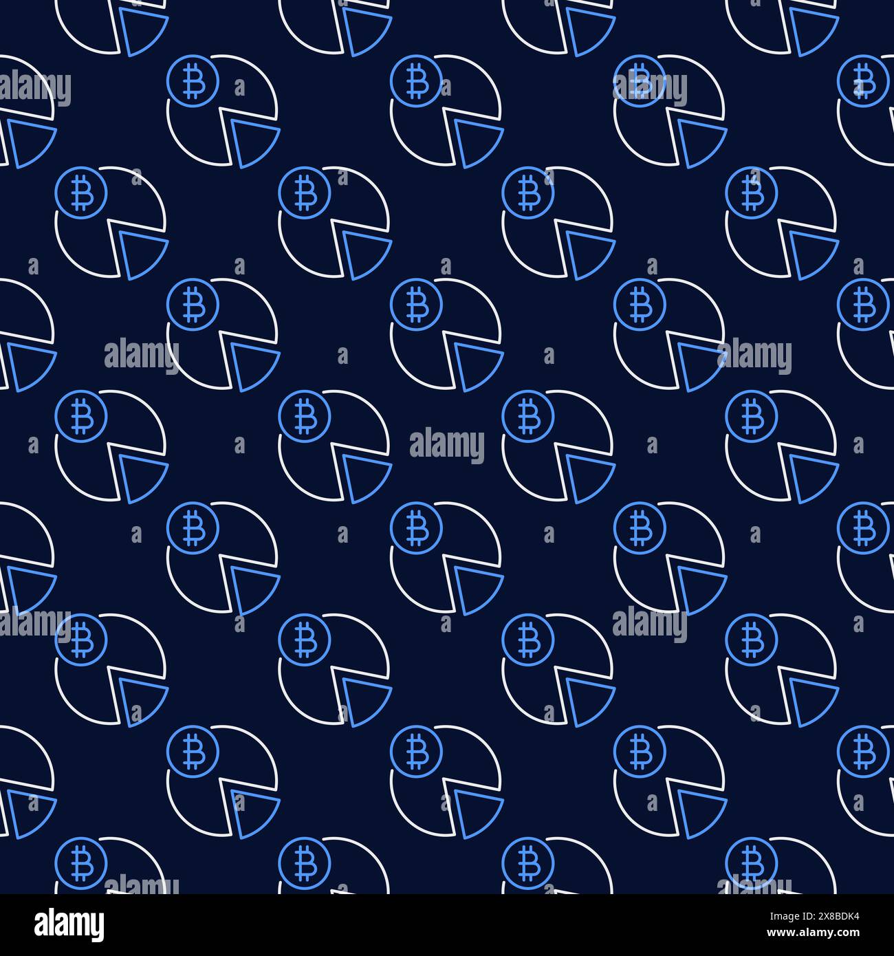 Bitcoin Pie Chart vector Crypto Currency concept seamless pattern in thin line style Stock Vector
