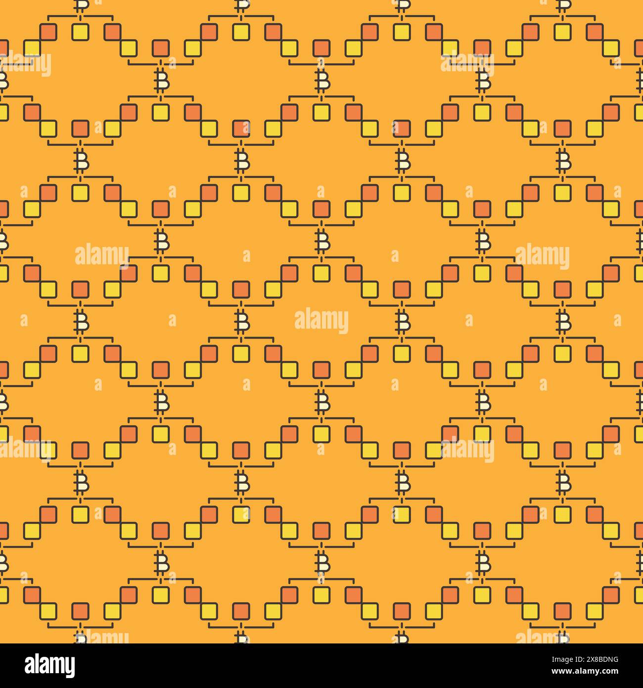 Decentralized Cryptocurrency Bitcoin vector Crypto concept colored seamless pattern Stock Vector