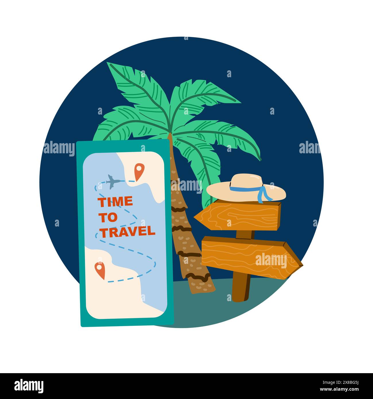 Summer vacation ticket booking concept background. Trip on plane and
