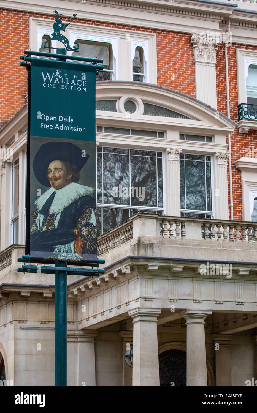 London, UK - March 18th 2024: A sign at The Wallace Collection musuem, located at Hertford House in Manchester Square, London. Stock Photo