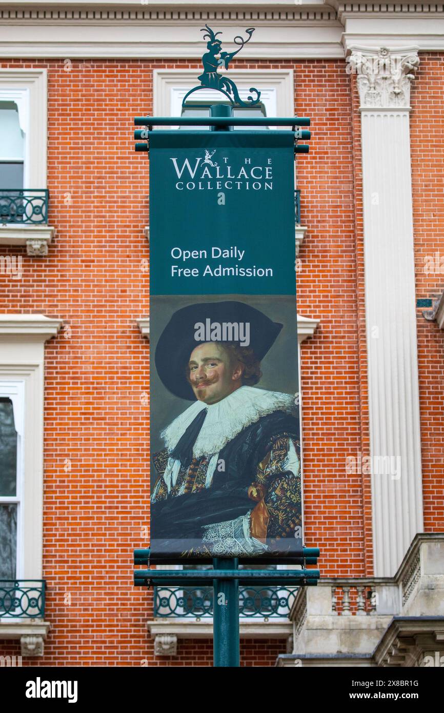 London, UK - March 18th 2024: A sign at The Wallace Collection musuem, located at Hertford House in Manchester Square, London. Stock Photo