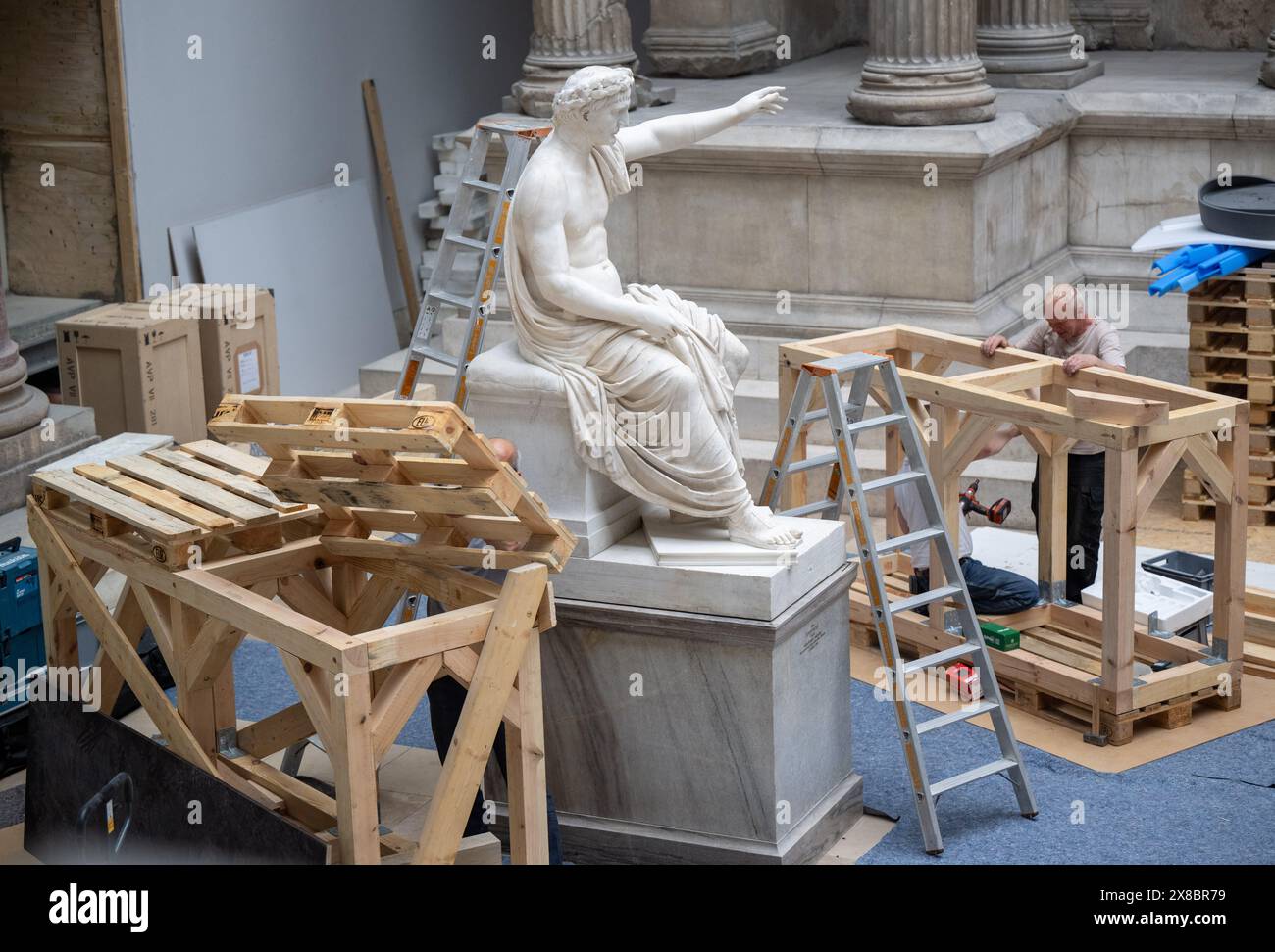 Berlin, Germany. 24th May, 2024. The sculpture "The Seated Statue of a