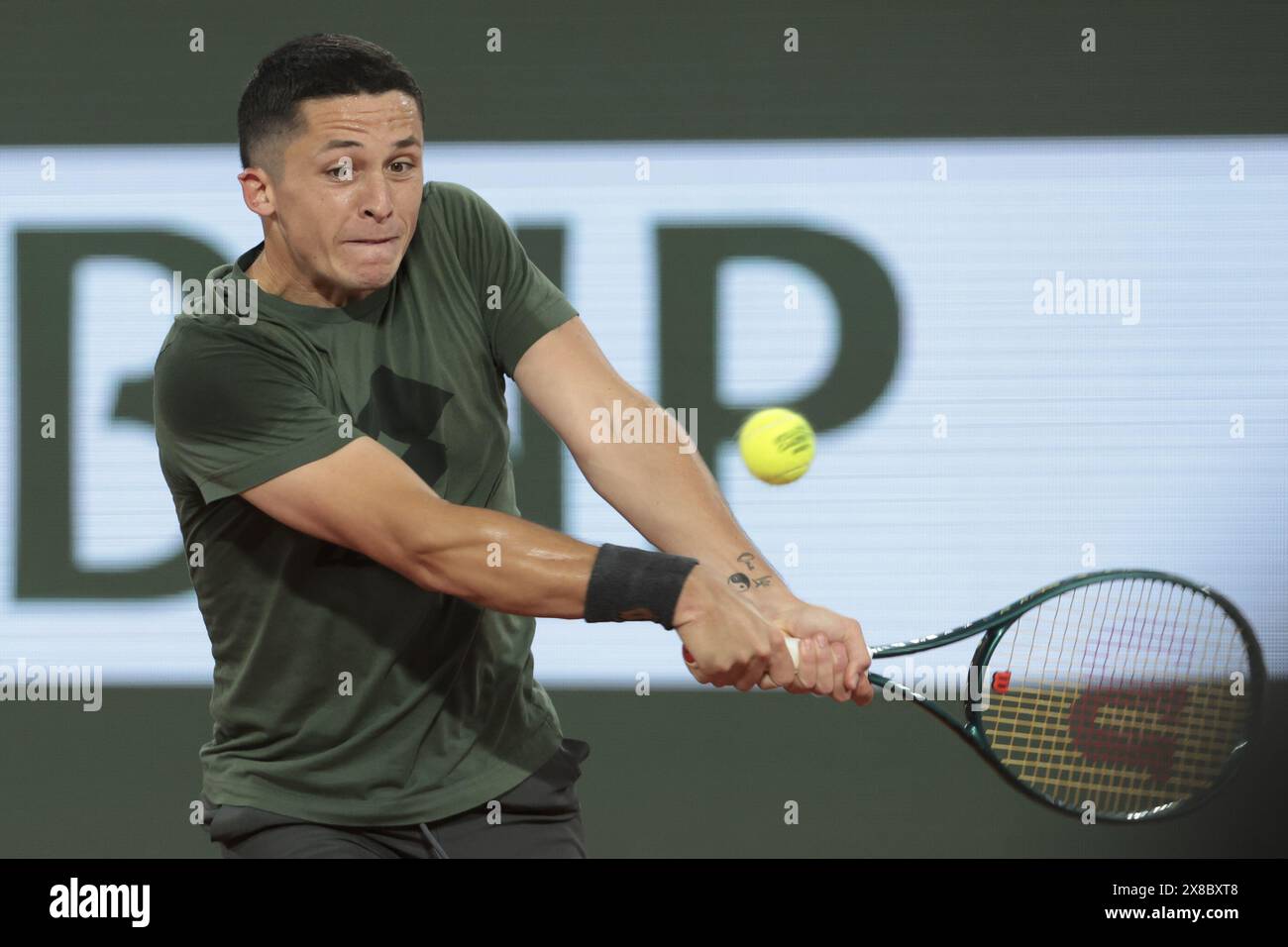 Harold Mayot of France practicing ahead of the 2024 French Open, Roland ...