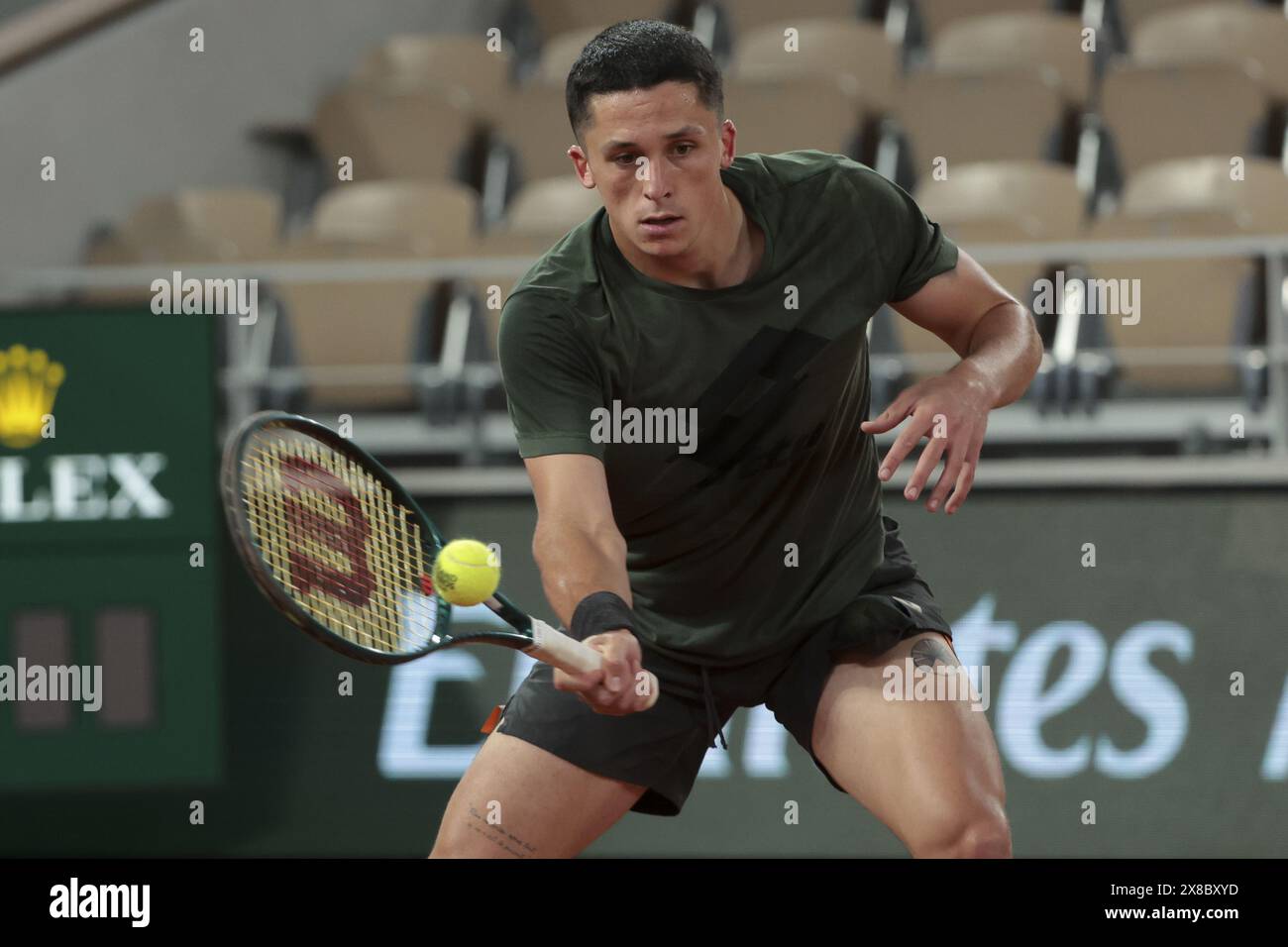 Harold Mayot of France practicing ahead of the 2024 French Open, Roland ...