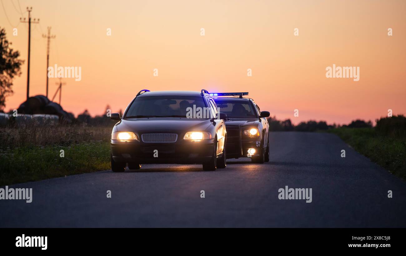 Highway Traffic Patrol Car Pull over, routine Check, Road Inspection