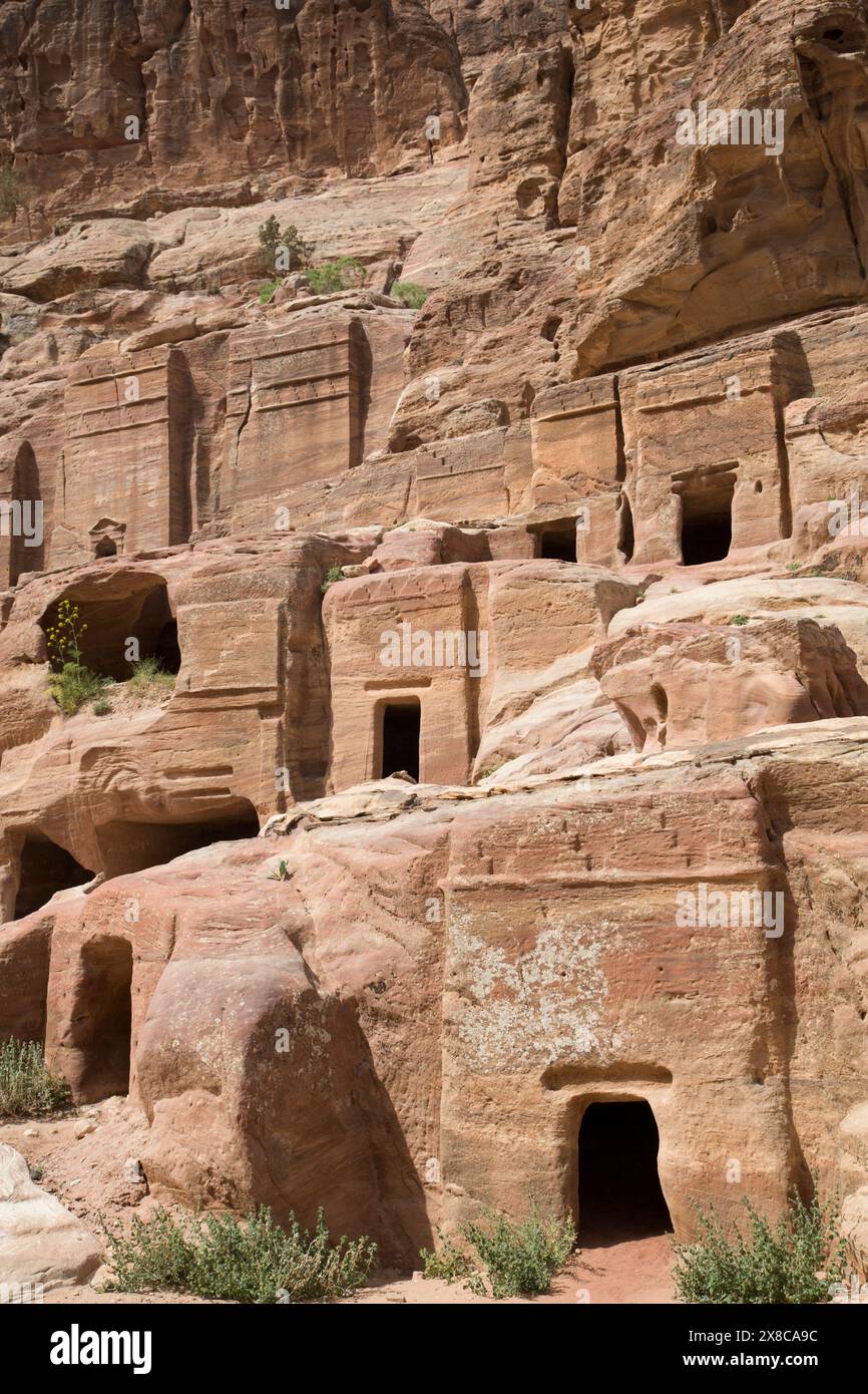 Tombs in the Wadi Musa Area, Dates 50 BC to 50 AD, Petra, Jordan Stock ...