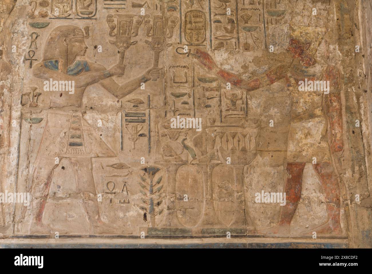 The God Ramsas Bas-relief, Ramses II (left), God Amun (right), Luxor Temple, Luxor ...