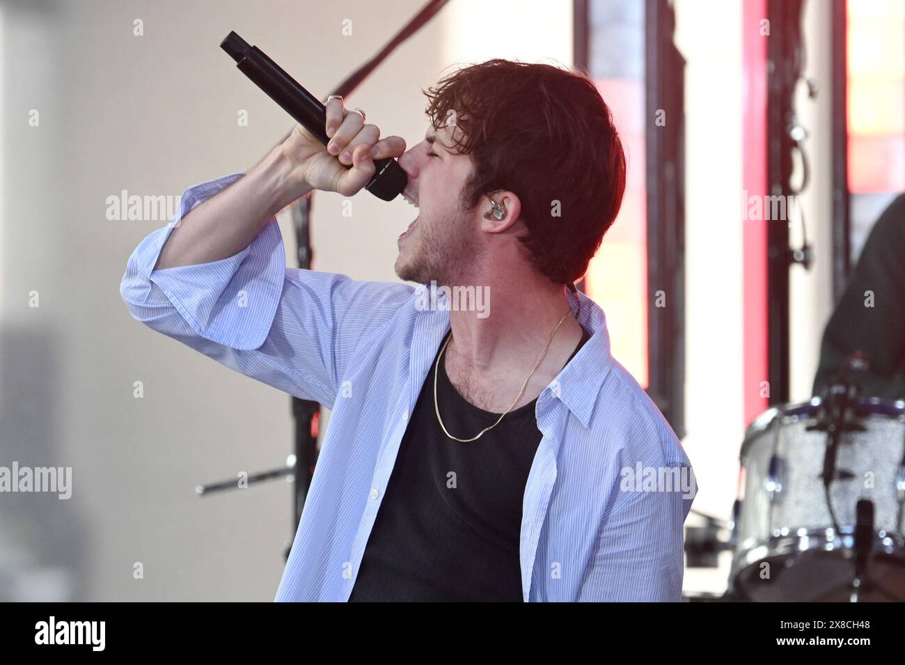 New York, USA. 24th May, 2024. Dylan Minnette of the 'Wallows' performs on NBC's 'Today' show at Rockefeller Plaza, New York, NY, May 24, 2024. (Photo by Anthony Behar/Sipa USA) Credit: Sipa USA/Alamy Live News Stock Photo