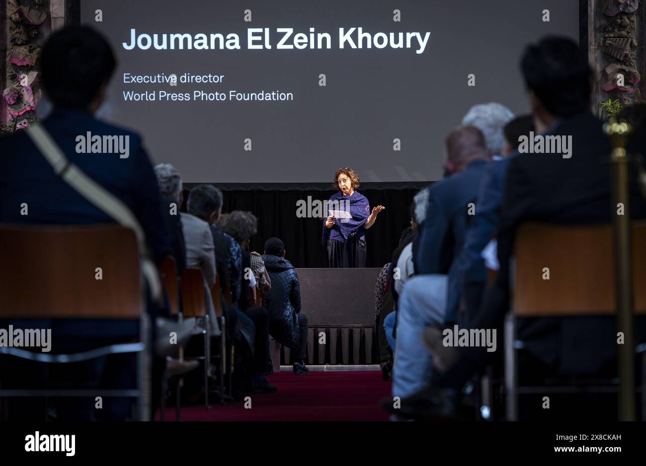 AMSTERDAM - Joumana el Zein Khoury during the presentation of the World Press Photo prizes. It is one of the most prestigious awards for photojournalists. ANP RAMON VAN FLYMEN netherlands out - belgium out Stock Photo