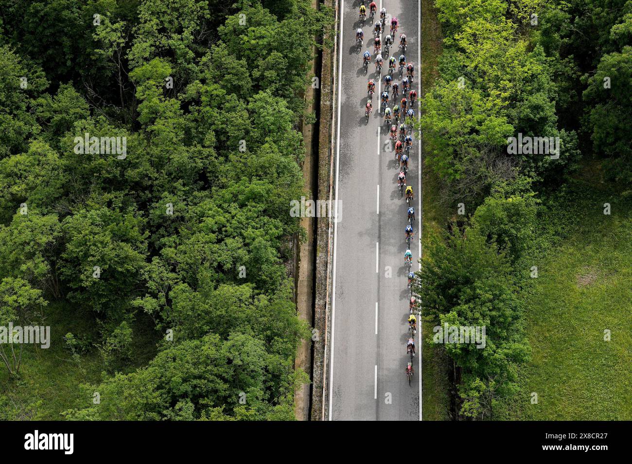 Italia. 24th May, 2025. Aerial pic of peloton during the 19th stage of
