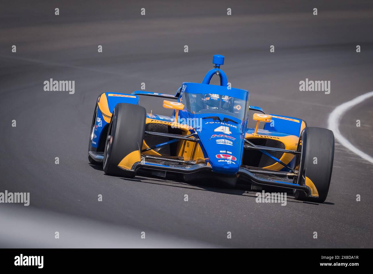 Speedway, In, USA. 24th May, 2024. KYFFIN SIMPSON (R) (4) of Bridgetown, Barbados practices for the 108th Running of the Indianapolis 500 at the Indianapolis Motor Speedway in Speedway, IN. (Credit Image: © Walter G. Arce Sr./ASP via ZUMA Press Wire) EDITORIAL USAGE ONLY! Not for Commercial USAGE! Stock Photo