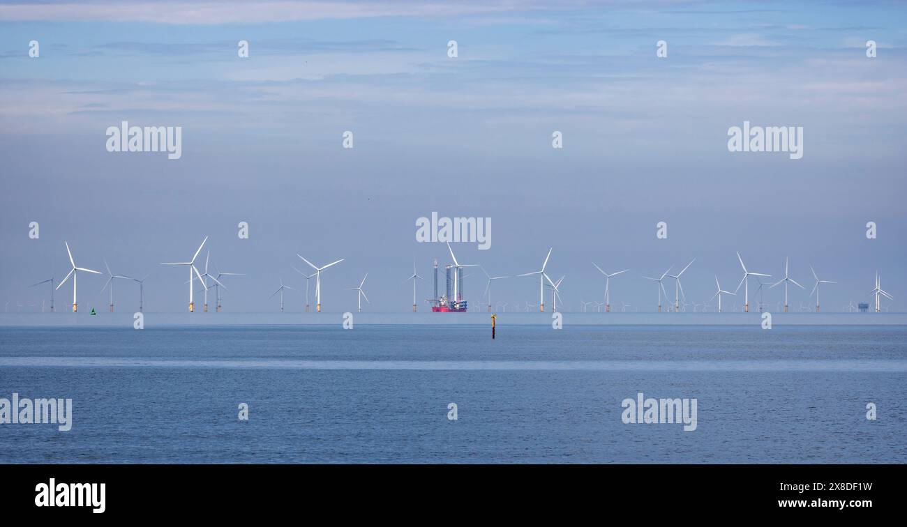 Off shore wind farm with GMS Endeavour installing wind turbines off the